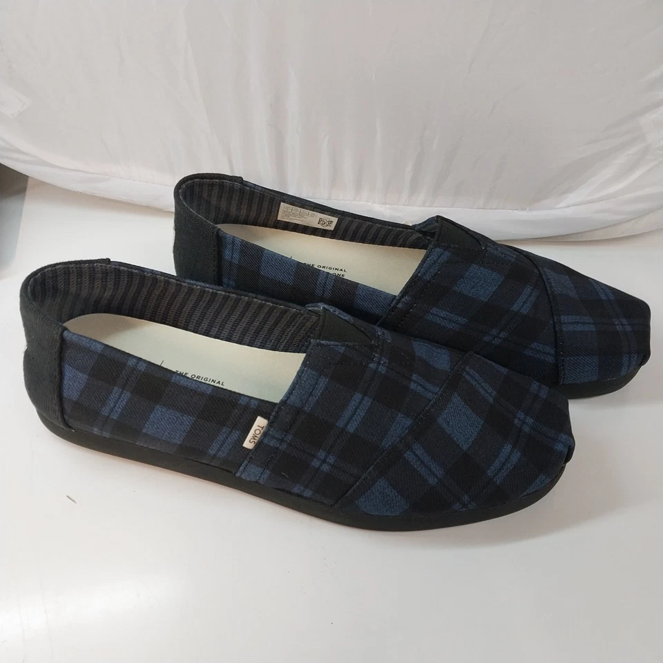 Zapatos Toms Clásicos a Cuadros Azul Marino Sarga Cuadros Talla Para Hombre 8 M Azul y Negro  Foto 2 de 4