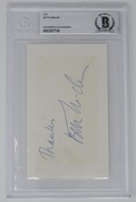 BETTE MIDLER Signed Autograph Auto 3x5 Index Card Cut Slab BAS JSA