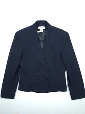 VTG Christian Dior Navy Blazer Double Breasted Wool Jacket Old Money Women's 10
