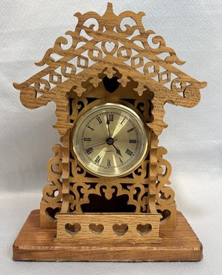 Handcrafted Sweetheart Junior Mantel Clock Wood Quartz Cottage Decor