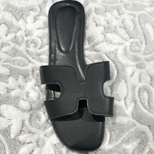 Hermes Oran Sandal New Single Replacement Black Leather Size 42 Authentic Italy