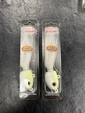 2pk Berkley Fusion19 Bucktail Jigs 8oz 10/0 Hook White Glow