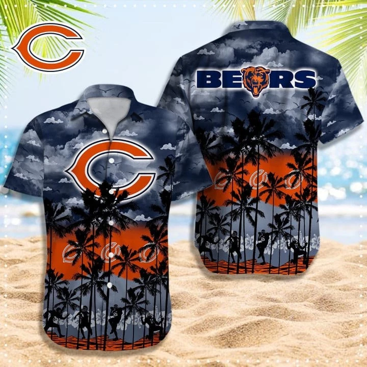 Chicago Bears Sunset Palms Hawaiian, Gift For Fans