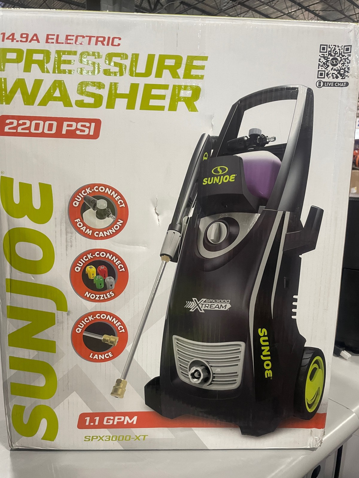 SUN JOE SPX3000&reg;-XT1 XTREAM ELECTRIC PRESSURE WASHER 2200 PSI - - Scratch & Dent