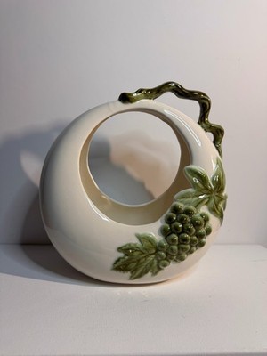 Vintage Hull 1950s Tokay Pottery Moon Vase Planter USA #11 Grape Vine