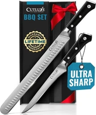 Cutluxe Carving Knife Set for BBQ & Brisket – Razor Sharp German Steel Slicing