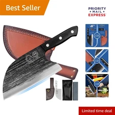 Forged 8-Inch Carbon Steel Chef Knife with Full Tang Handle - Ideal for Outdoors