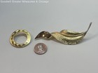 Gold Tone Brushed Leaf & Circle Brooches 20.3g — photo 2