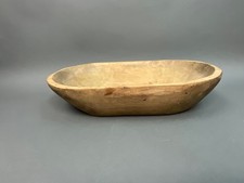 Antique Vintage Hand Carved Wooden Dough Bread Bowl Scalloped Edge 20" X 12" x 5