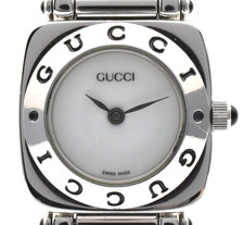 [Exc+5] GUCCI 6300L Hoursebit Silver White Dial Quartz Women's Watch From JAPAN