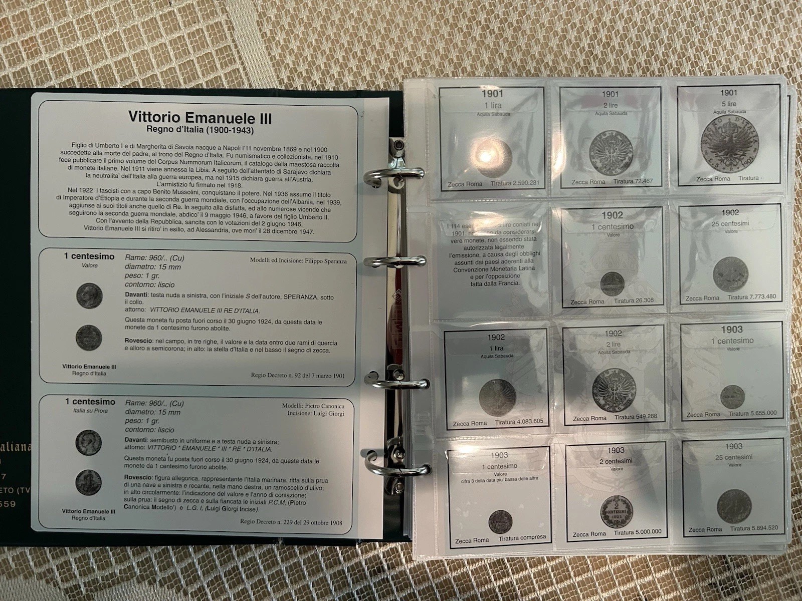Coins Kingdom of Italy-Vittorio Emanuele III- 1900/1943 With Binder Album