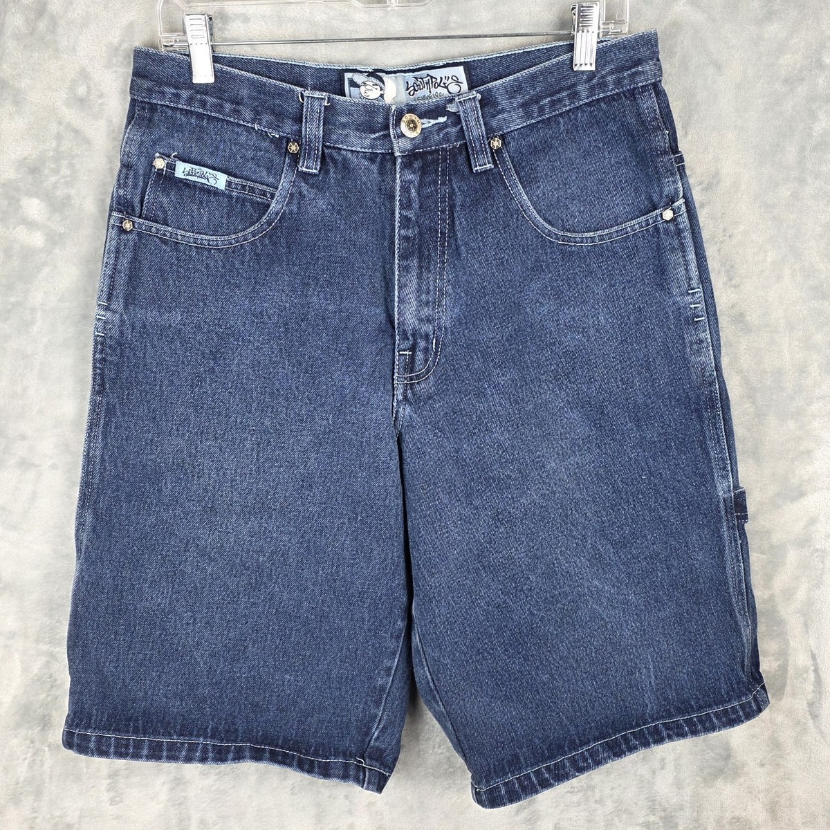 Southpole Y2K baggy denim embroidered shorts Mens 32 Fat Albert B