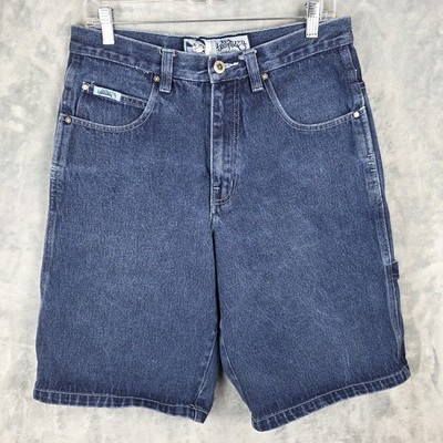 Southpole Y2K baggy denim embroidered shorts Mens 32 Fat Albert B