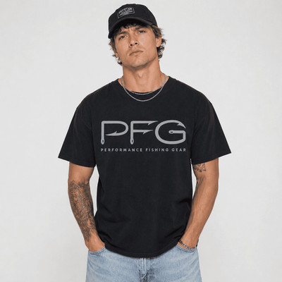 PFG Performance Fishing Gear T-Shirt - Fishing Hook Typography Graphic Tee