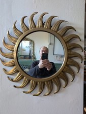 Brass Sun Shaped Mirror Wall Hanging Decor Home Ornament Art