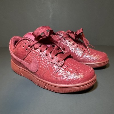 Nike Dunk Low Red Animal Print Lace Up Men's Athletic Sneakers Rubber Outsole