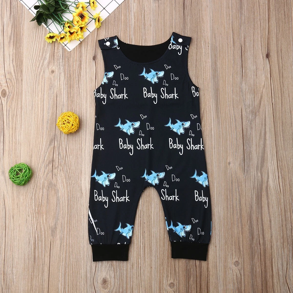 Newborn Toddler Baby Boys Sleeveless Clothes Shark Romper Jumpsuit Outfits