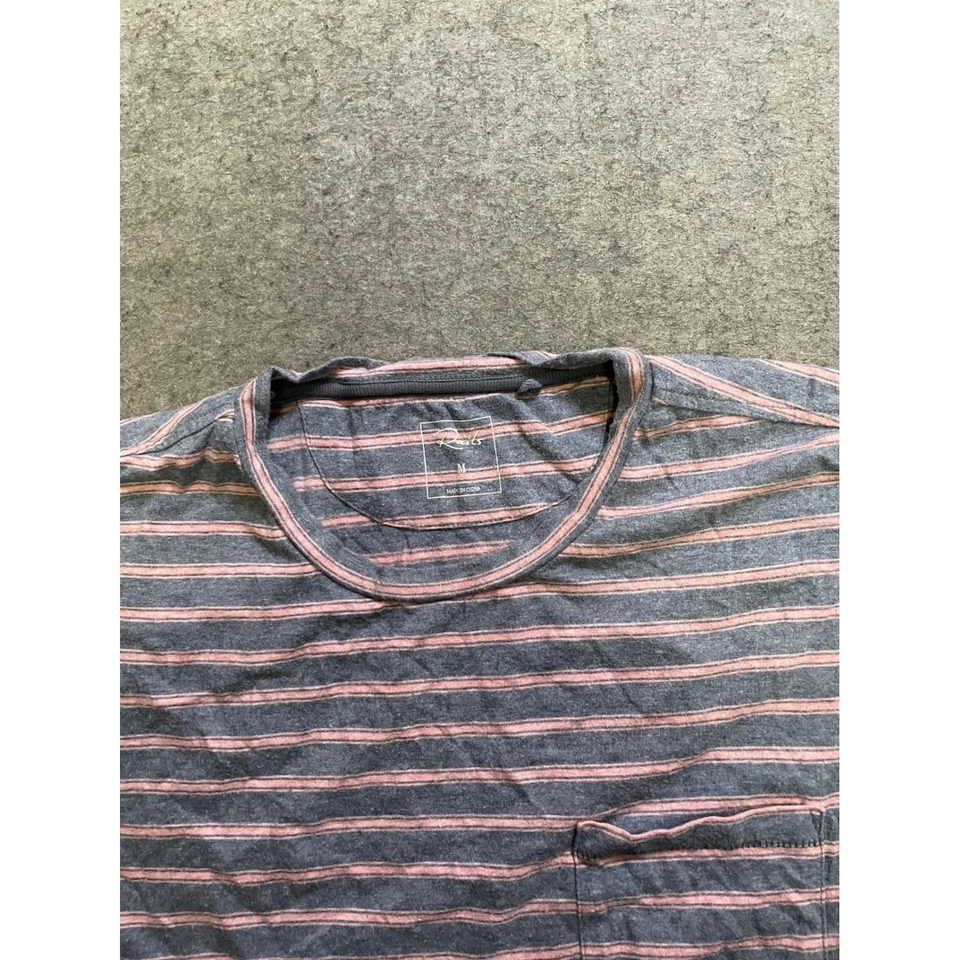 Camiseta informal Rails para hombre con bolsillo a rayas talla M gris rosa algodón Foto 2 de 4