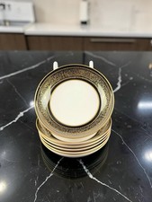 Mikasa Holyoke Set of 6 Fruit Berry Dessert Bowls Gold Black Trim Scroll