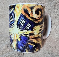 NEW-Doctor Who-Exploding TARDIS  Coffee Cup-BBC-Starry Night Van Gogh Style 