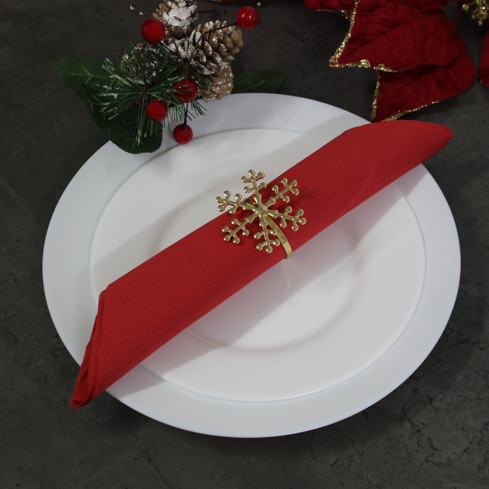 Napkin Ring Christmas Tabletop Decor Gold Snowflake Zinc Alloy Serviette Ring
