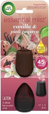 Air Wick Essential Mist Refill, Vanilla & Pink Papaya, Essential Oils Diffuser,