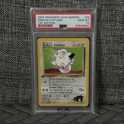 PSA 10 Erika's Clefairy 1st Edition Gym Heroes 25/132 Rare Pokemon Card