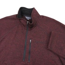 Eddie Bauer Mens 1/4 Zip Pullover Sweater XL Red Maroon Wine Heather