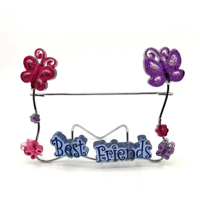 Y2K Glitter Photo Frame 4x6 “Best Friends” Chrome Wire Stand - image 1 of 2