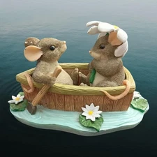 Charming Tails 83/801 "Row Boat Romance" Fitz And Floyd Rare Collectible Mice