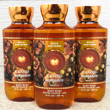 3 Bath  Body Works GLAZED PUMPKIN Body Wash Gel 10oz SET/LOT of 3