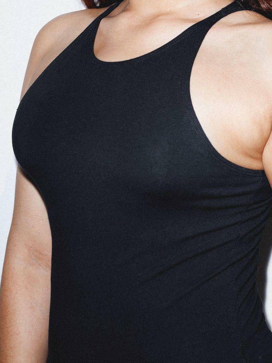 American Apparel Women's Cotton Spandex Sleeveless Tie Top - Cropped Knot Front Shirt - View #9