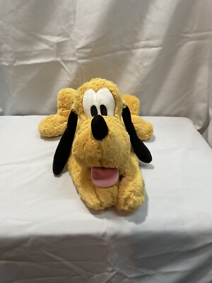 Disney Store Exclusive Pluto Laying Plush Dog 16'' Yellow Stuffed Animal Floppy 