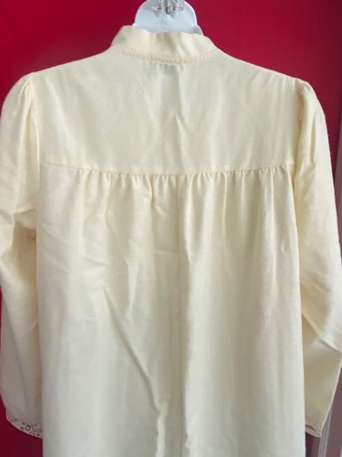 vintage**LILY OF FRANCE Flannel Long NIGHTGOWN*Long sleeve*Ivory*S - Picture 9 of 10