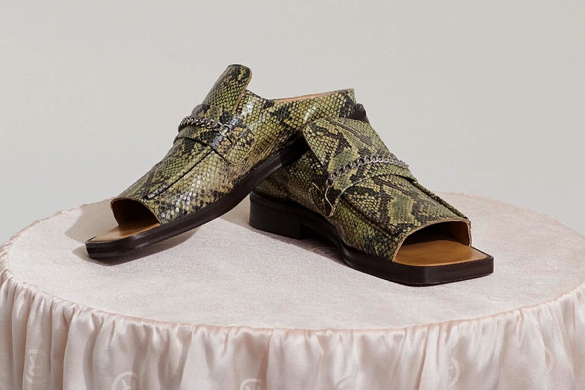 RARE New In Box Martine Rose Open Toe Green Python Snakeskin
