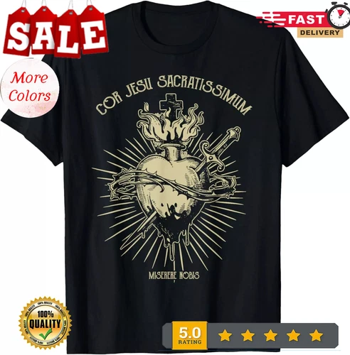 NUOVO! Maglietta Sacro Cuore di Gesù Devozione Cristiana Cattolica - Unisex - Foto 1 di 3