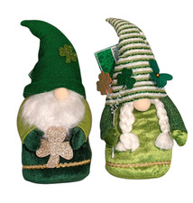 Irish Gnomes Plush Tabletop Decor St. Patricks Day Glitter Shamrocks LARGE 15"