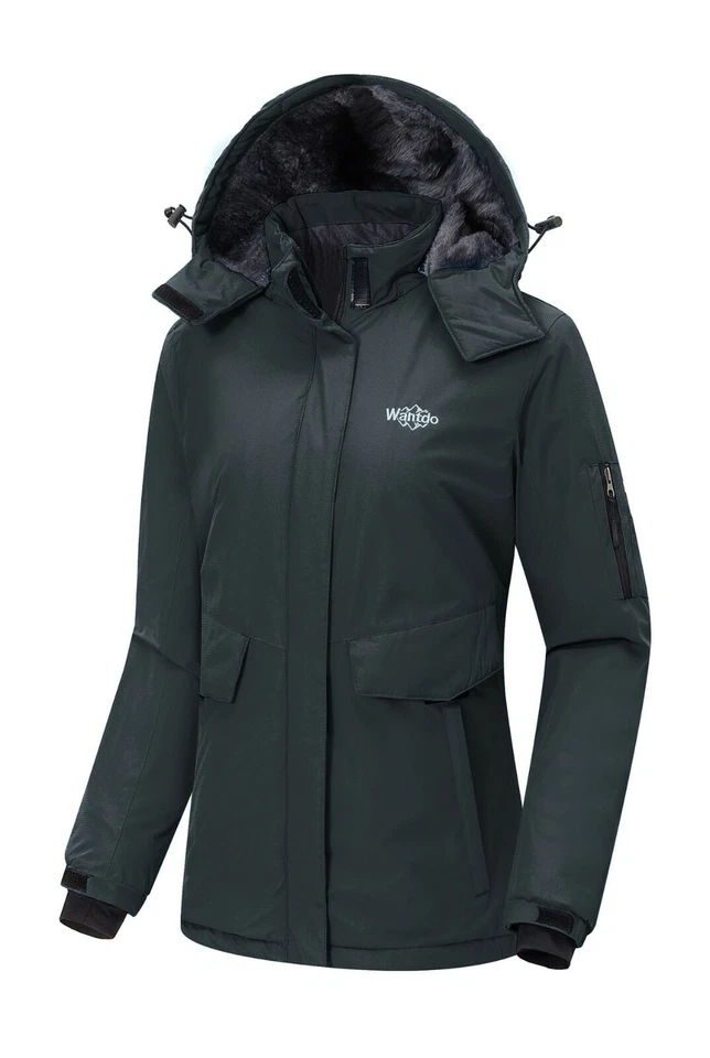 Chaqueta de esquí para mujer Wantdo impermeable abrigo de invierno impermeable polar cálido impermeable Foto 3 de 4