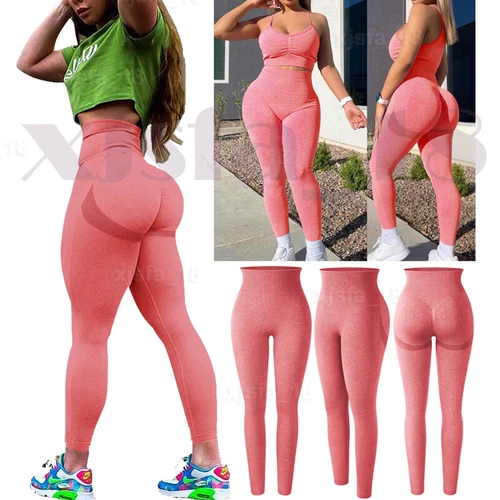 Women Anti Cellulite Yoga Pants High Waist PUSH UP Leggings Workout Trousers Gym - Picture 16 of 23
