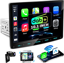 DAB+ Autoradio mit Kamera, Bildschirm, 10,1 Zoll kabelloses Apple, Android Auto