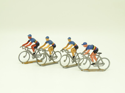Figurine Tour De France Salza 1/32 - Moto Bleue Et Photographe - Aluminium - Occasion