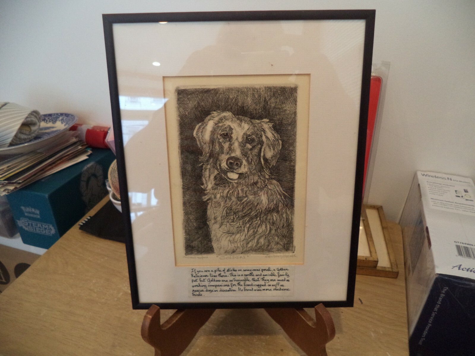 GOLDEN RETRIEVER Etching by Gauthier/Parker Signed #46/300, 10 1/4" X 8 1/4"