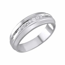Men's 1/3 CT. T.W. Square Princess-Cut Diamond Wedding Band in 14K White Gold
