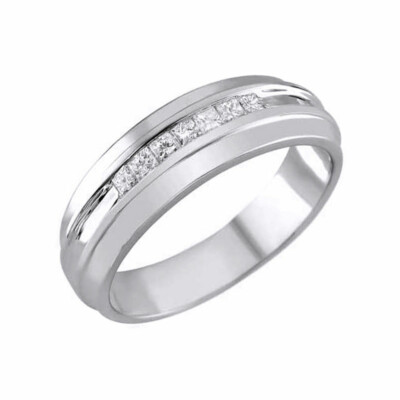 Men's 1/3 Square Princess-Cut Diamond Wedding Band in - Main Image