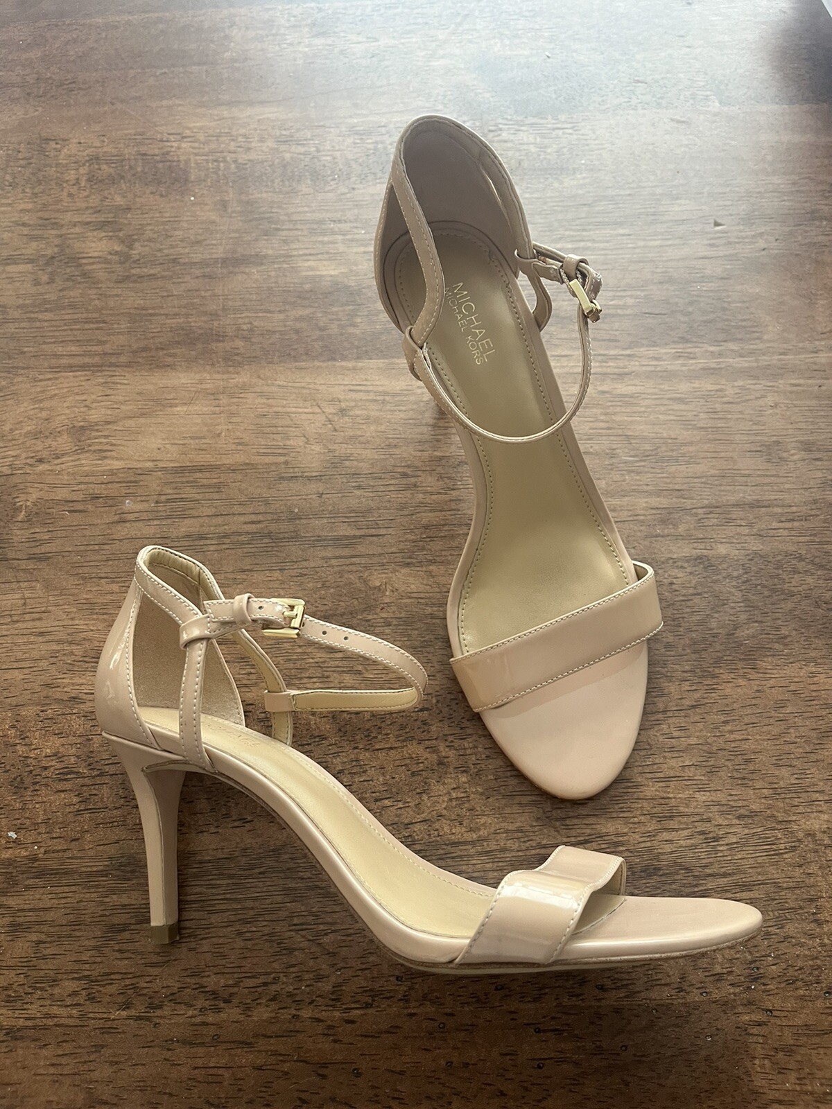 Michael Kors Kimberly Ankle Strap Dress Sandal Patent Heels Light Blush Size 7.5