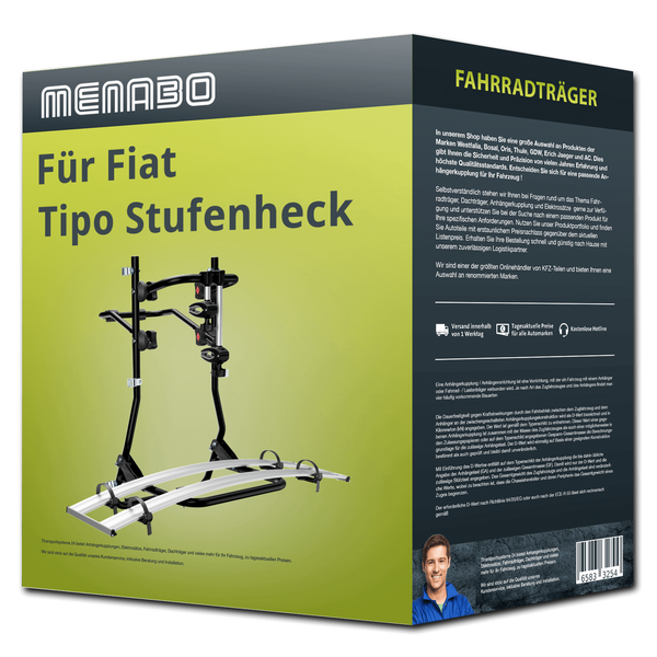 Menabo FahrradträGer Cobra Schwarz/Silber FüR Fiat Tipo 356, 357 - 2 FahrräDer-image