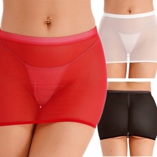 US Womens Micro Mini Skirts Mesh Sheer Tight Package Hip Skirt Transparent Skirt