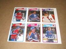 1988-89 OPC HOCKEY UNCUT SHEET OF 6 LARRY ROBINSON KEVIN LOWE CRAIG LUDWIG