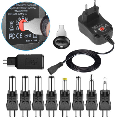  3~12V Universal Stecker Netzteil 2000mA 9x Adapter AC DC Schaltnetzteil USB 30W