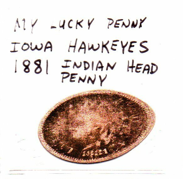 1881 Indian Head Penny Iowa Hawkeyes Lucky Elongated Penny as pictured